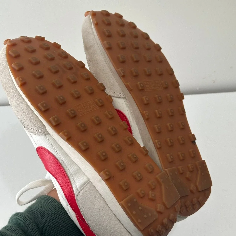 Nike Waffle Trainer 2 Retro Running‎ Shoes White Red Suede Mens Size 7 Womens